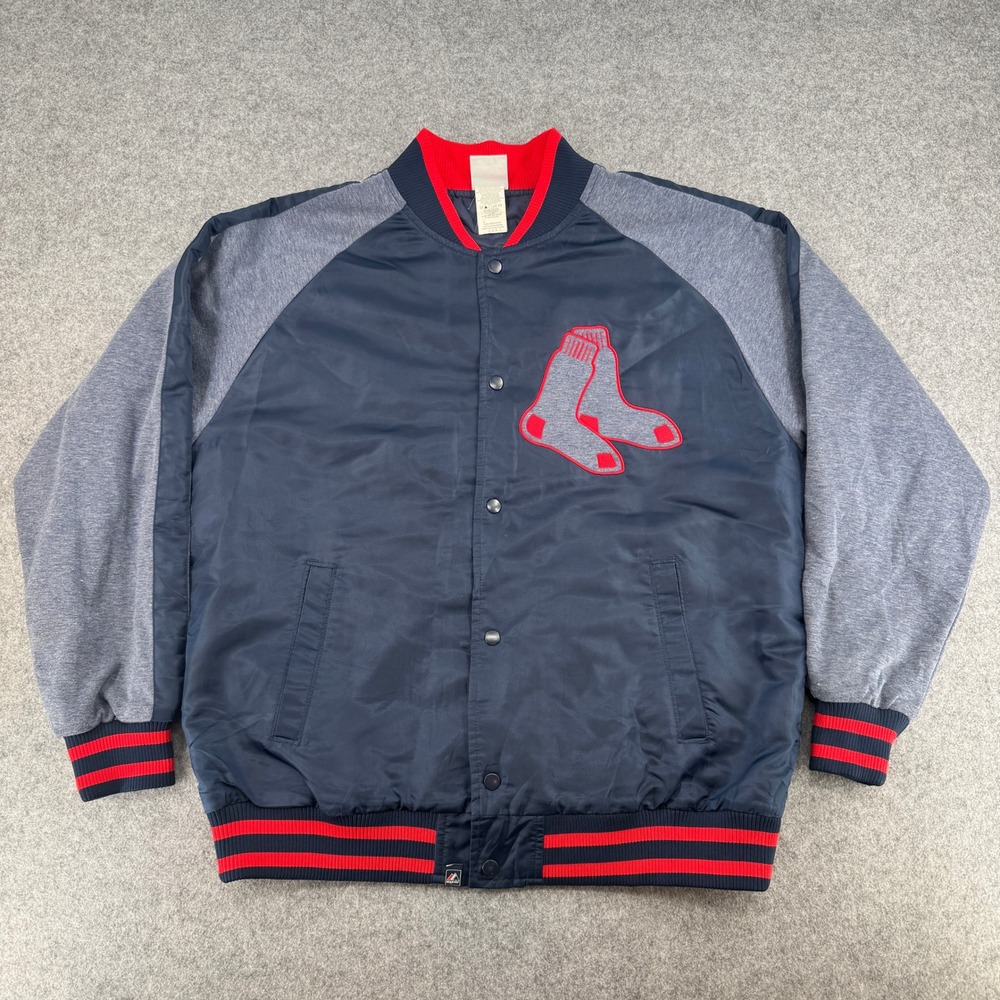 VTG Boston Red Sox Jacket Mens Large Navy Blue MLB Baseball Majestic EUC